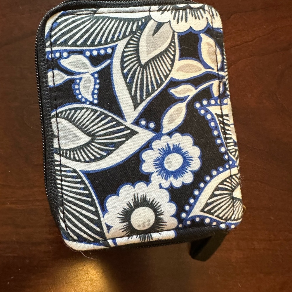 Vera Bradley Black and Blue Floral Pill Case, New